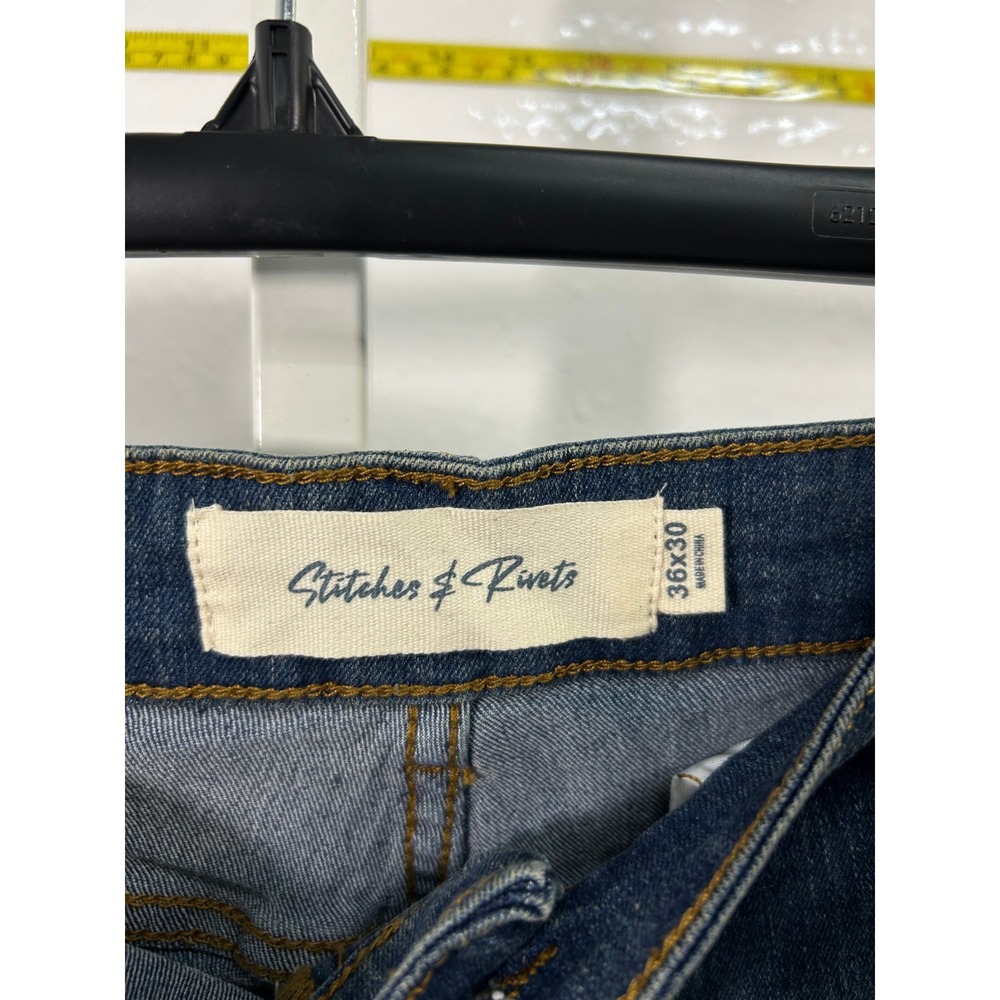 Stitches & Rivets Mens Stretch Slim Fit Jeans Medium Wash Blue 36x30 NWT